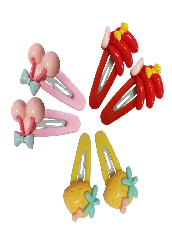 إينفينيتي مشابك شعر متعددة الألوان بتصميم فواكه إنفينيتي للبنات (عبوة من 6 مشابك) - Image 1