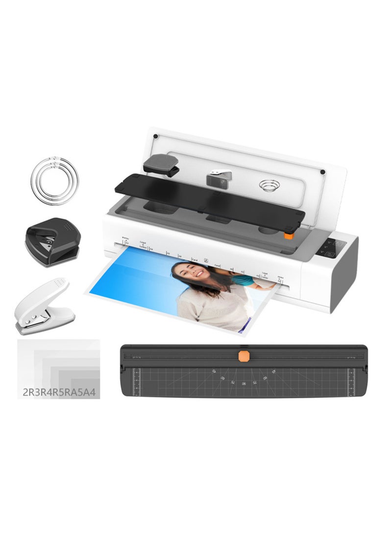آلة الترقيم، ماكينة ترقيم مقاس 13 بوصة لـ A3/A4/A5/A6، مع آلة ترقيم شخصية 6 في 1 ساخنة وباردة، ماكينة صحة خالية من الأعطال مع 12 غلاف لمكتبك ومدرستك (أبيض) - Image 1
