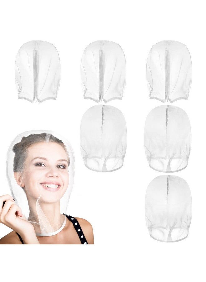 Loopeer 6 Pcs Makeup Protector Hood Washable Light Airy Nylon Chiffon Makeup Hood Zipper Closure Reusable Make Up Face Cover For Women Girls Beauty Weddings (White)  - Image 2