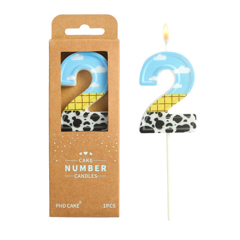PHD CAKE 2.76 Inch Number 2 Toy Inspired Birthday Candles, Cartoon Story Number Candles, Cake Number Candles, Party Celebration, Style Candle - Image 1