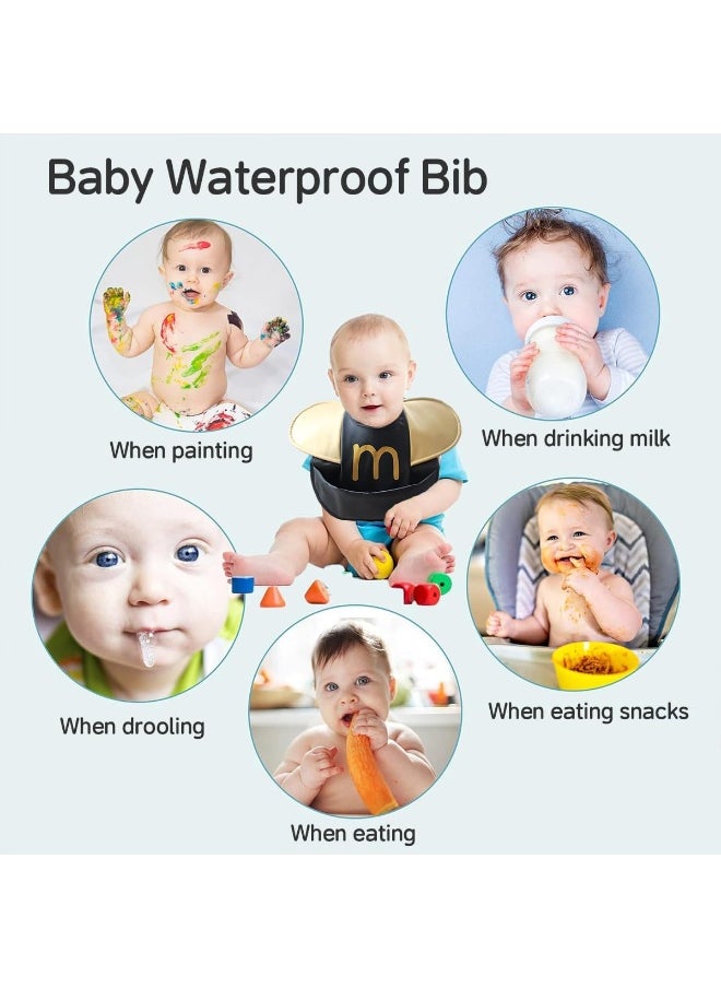 ECVV Ruffle Smock Mess Proof Waterproof Cute Wings Baby Eating Bib With Food Catcher For Toddlers, Black, One Size  - Image 5