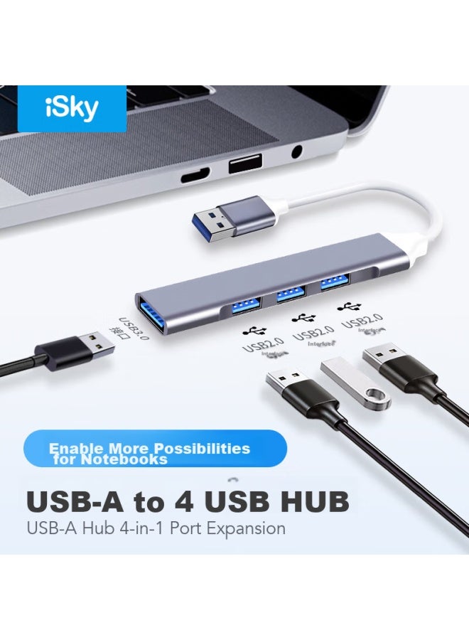 Isky Usb 3.0 Hub, Usb To 4 Usb Hub, One-to Expansion Dock, Portable Multi-port Adapter For Laptops And Desktop Computers - Image 1