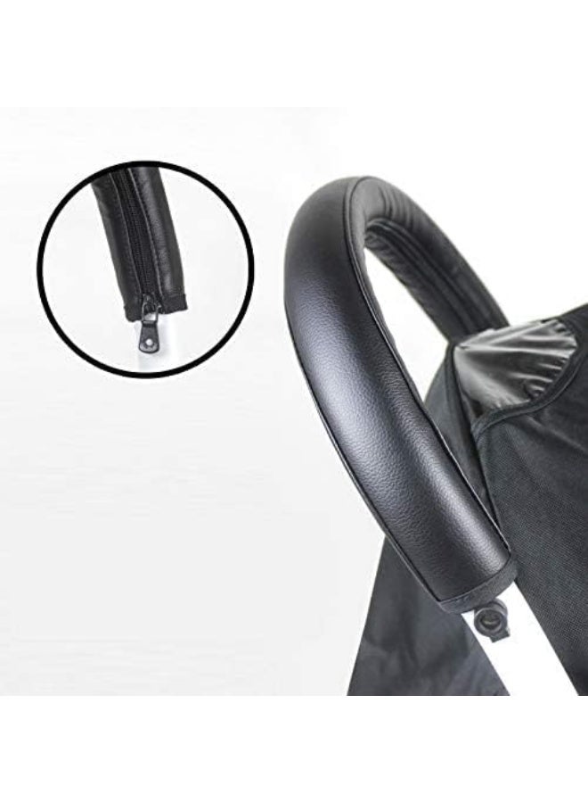 روميروس غطاء مقبض لسيارات الأطفال Babyzen YOYO/YOYO+ ، جلد صناعي أسود - Image 2