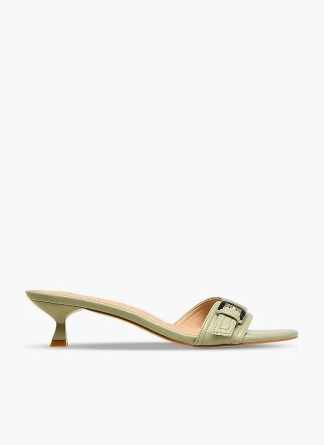 Flora Bella Women Buckle Accent Kitten Heel Sandals