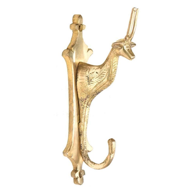 Indian-Shelf IndianShelf 1 Piece Giraffe Head Kids Animals Vintage Wall Hooks for Hanging Coats Gold Decorative Hooks for Bathroom Brass Key Holder for Wall Coat Rack Wall Mount Backpack Home Essentials  - Image 1