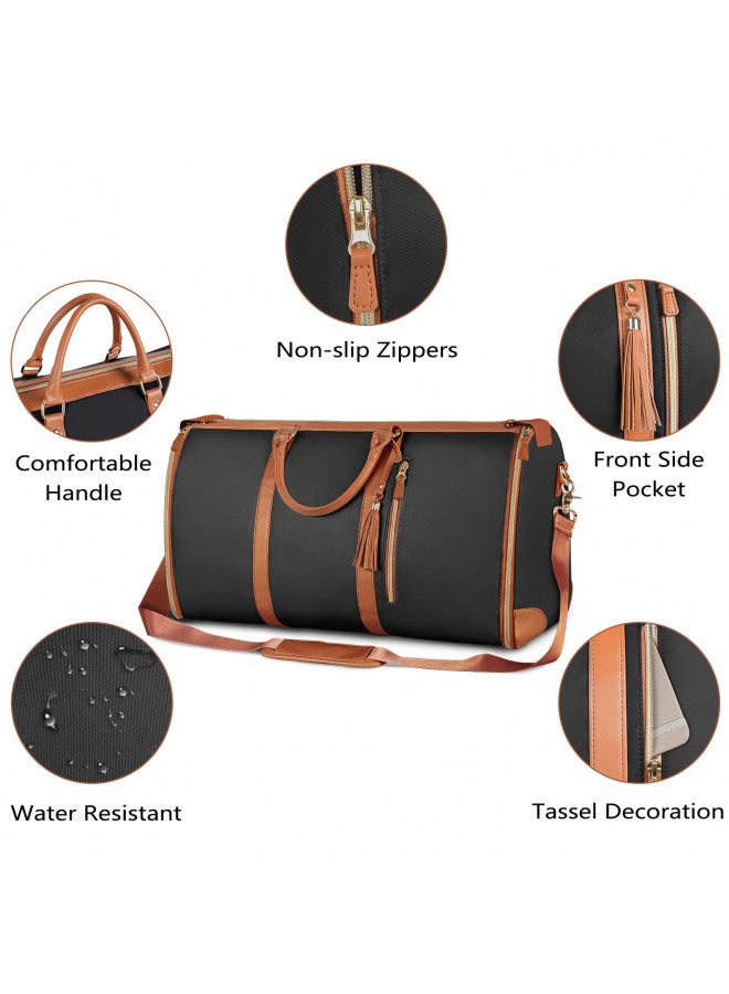 Ytonet Ytonet Garment Duffle Bag, Convertible Carry on Garment Bags for Travel for Women, Water Resistant Travel Bags with Shoe Pouch, 2 in 1 Hanging Suitcase Suit Weekender Bag, Black, Large  - Image 4