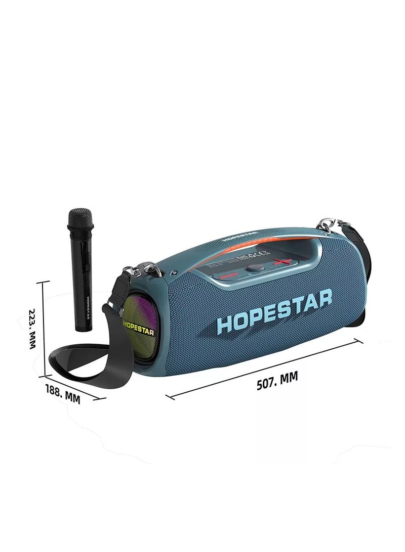 HOPESTAR A60 100W Portable Bluetooth Speaker – IPX6 Waterproof, High-Power 3-Way Audio, 15000mAh Battery, TWS Pairing & LED Lights, with Microphone & Shoulder Strap - Image 2