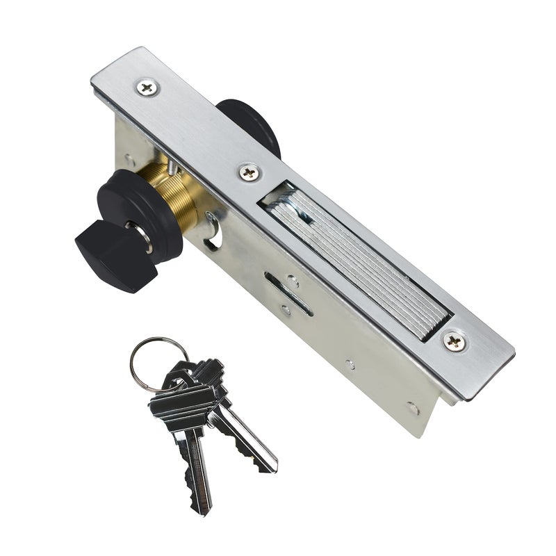 AIsecure Storefront Door Lock Alsecure Commerical Mortise Lock, Swing Deadbolt & Solid Brass Cylinder Combo with Key & Thumbturn Keyed Alike for Aluminum/Zinc Alloy Shop Doors, 1.1/8" Backset,Black - Image 5