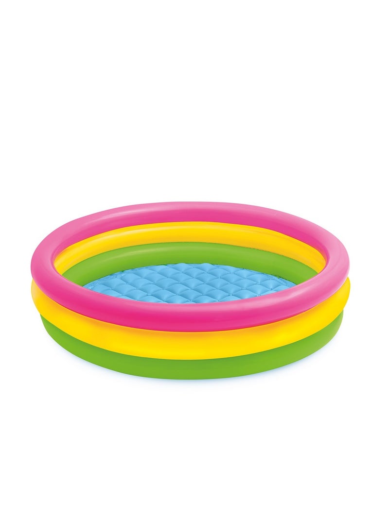 INTEX Intex 25cm x 114cm Round Pool Ideal for children aged 2+ years and above Designed with 3 brightly colored rings and a convenient inflatable floor, it can be easily set up in your home garden to provide lots of fun  - Image 2