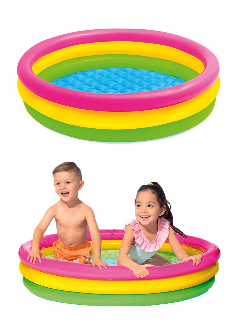 INTEX Intex 25cm x 114cm Round Pool Ideal for children aged 2+ years and above Designed with 3 brightly colored rings and a convenient inflatable floor, it can be easily set up in your home garden to provide lots of fun  - Image 4