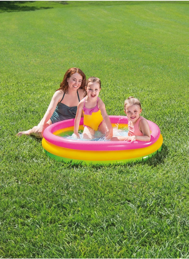 INTEX Intex 25cm x 114cm Round Pool Ideal for children aged 2+ years and above Designed with 3 brightly colored rings and a convenient inflatable floor, it can be easily set up in your home garden to provide lots of fun  - Image 5
