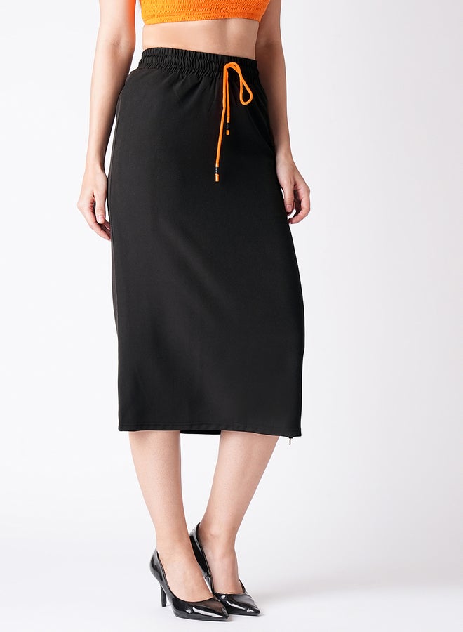 Globus Solid Straight Midi Skirt with Drawstring - Image 2