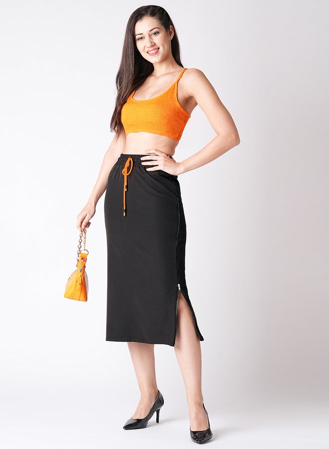 Globus Solid Straight Midi Skirt with Drawstring - Image 5