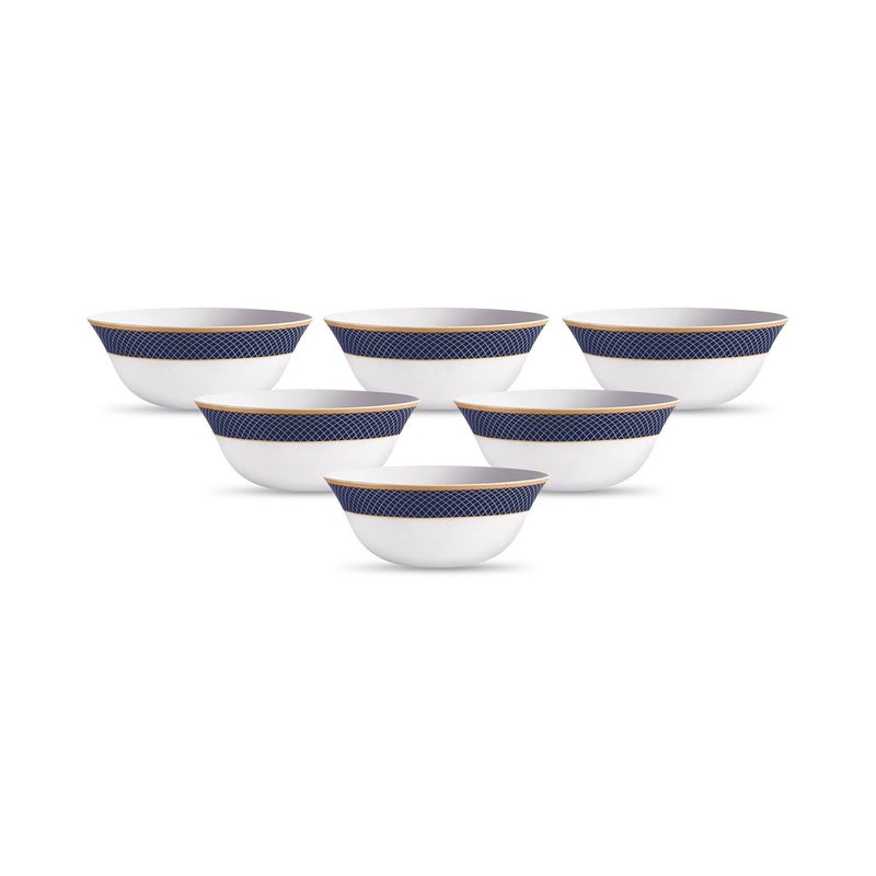 La Opala Diva Sovrana Collection Opal Glass Crockery | Vegetable Bowl 180 ml Set of 6 Regent Blue | Bowls for dal & Condiments | Microwave Safe | 100% Vegetarian | Extra Strong | Super Light & White - Image 1
