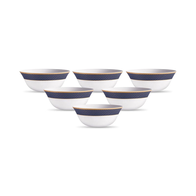 La Opala Diva Sovrana Collection Opal Glass Crockery | Vegetable Bowl 180 ml Set of 6 Regent Blue | Bowls for dal & Condiments | Microwave Safe | 100% Vegetarian | Extra Strong | Super Light & White - Image 4