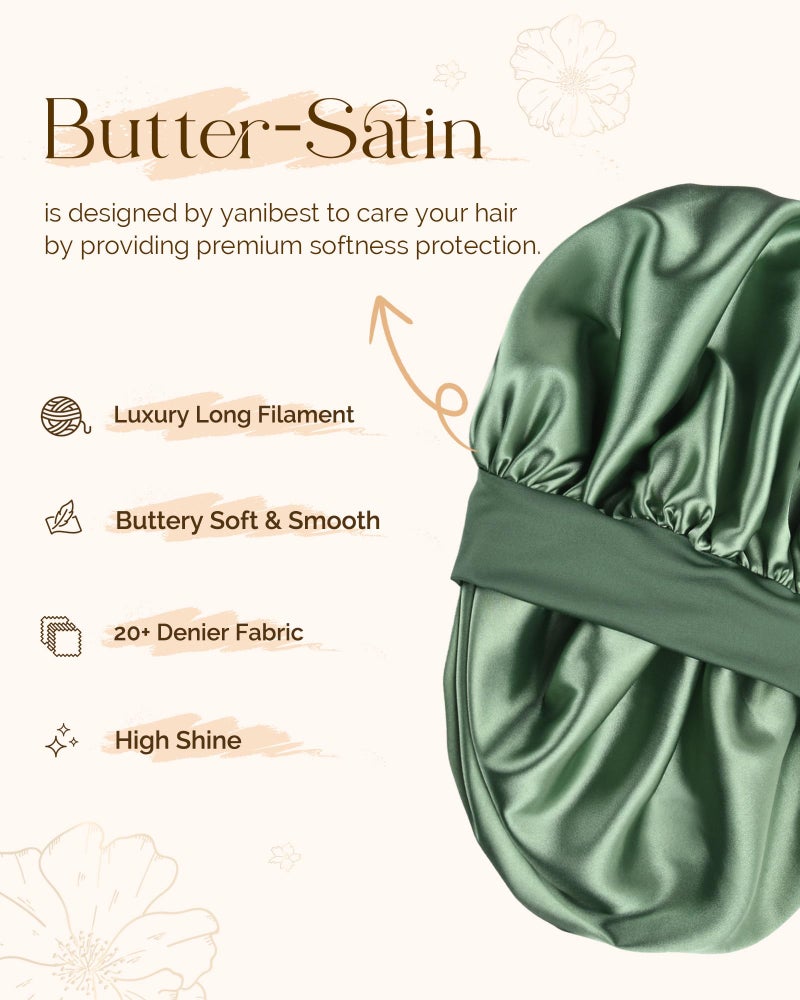 YANIBEST Silk Bonnet for Sleeping Women, Double Layer Hair Satin Bonnets with Elastic Band, Sleep Cap Curly Natural Hair - Image 3