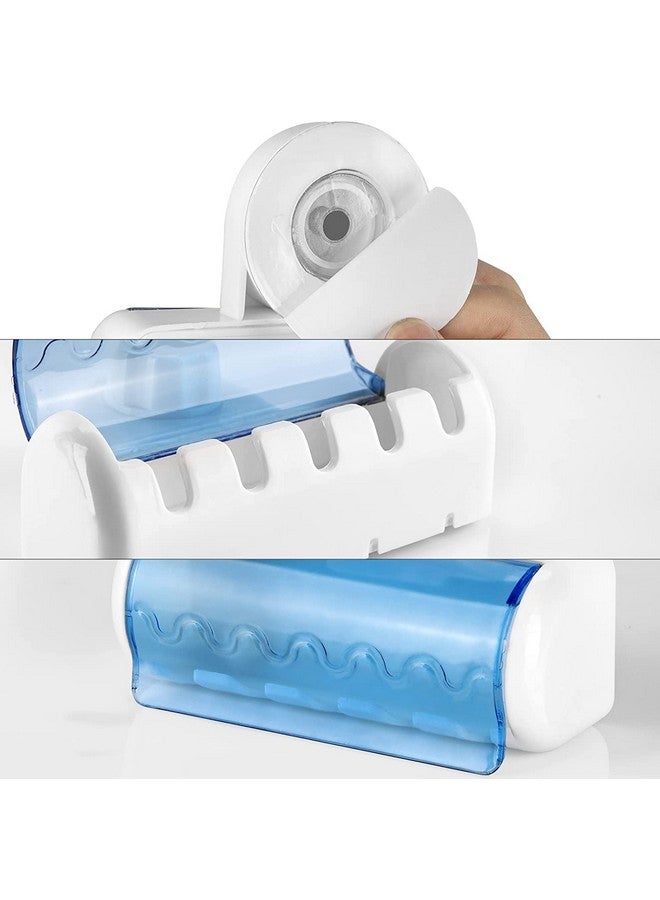 ZSIGNS Plastic Self Adhesive Toothbrush Holder With Cover For Bathroom, 5-Slot Wall Mounted Toothbrush Organizer Rack For Shower, Dorm, Cabinet (Pack Of 1),Multi - Image 2