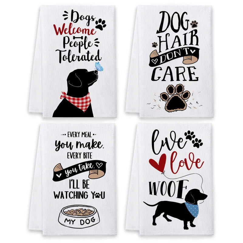 Bonsai Tree Dog Kitchen Towels Set of 4 Dog Mom Gifts for Women Funny Cute Housewarming Dish Tea Hand Towels for Housewarming Gifts Kitchen Decor
