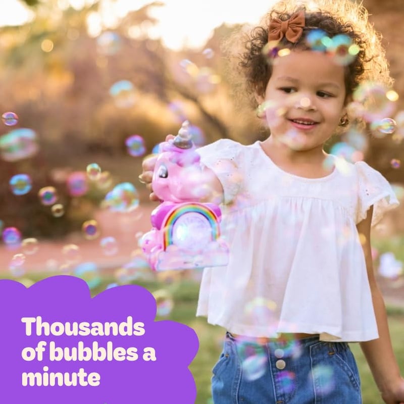 Move2Play Unicorn Bubble Blower Basket Stuffer Bubble Machine Toy for Toddlers Boys and Girls Indoor Outdoor Birthday Party Summer Fun Gift for Girl 1 2 3 4 Years Old - Image 5