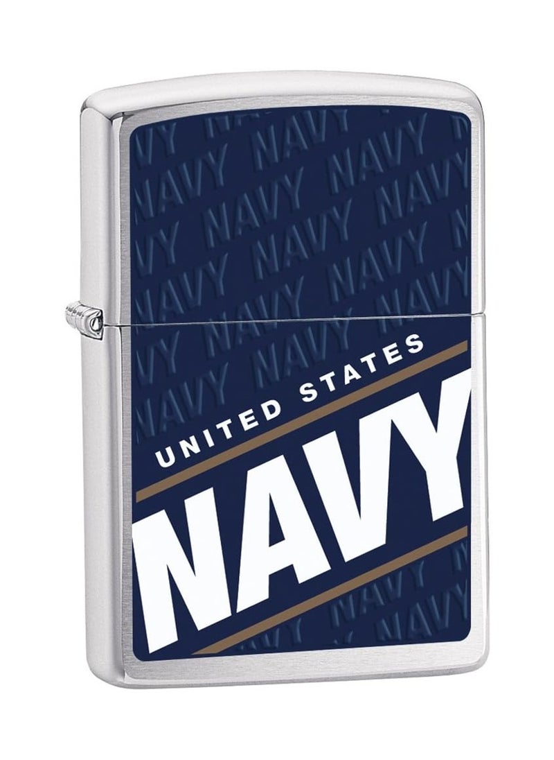 Zippo Zippo United States Navy Blue Brushed Chrome Lighter  - Image 1