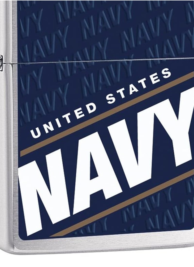 Zippo Zippo United States Navy Blue Brushed Chrome Lighter  - Image 2