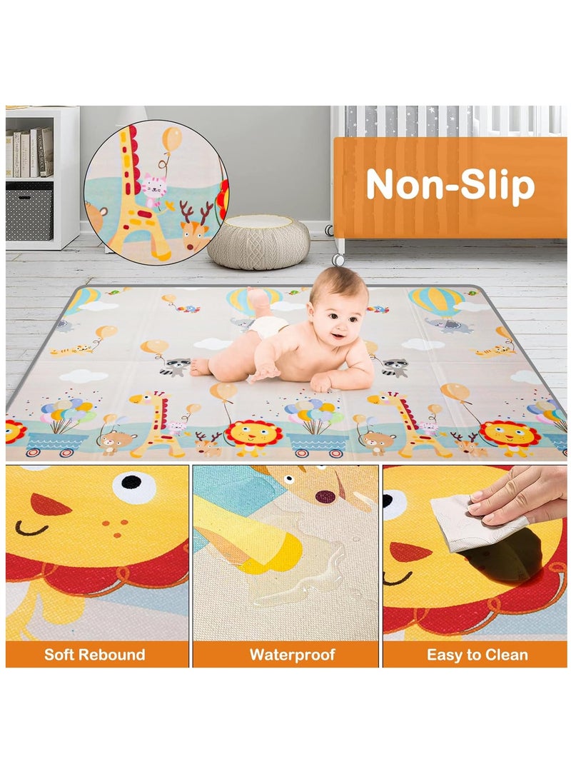 Baby Play Mat, 180x200*1.5CM Extra Large Folding Baby Crawling Mat, Waterproof Reversible Playmat Foam Non Toxic Anti-Slip Portable Kids Play Mat for Infant, Toddler - Image 5