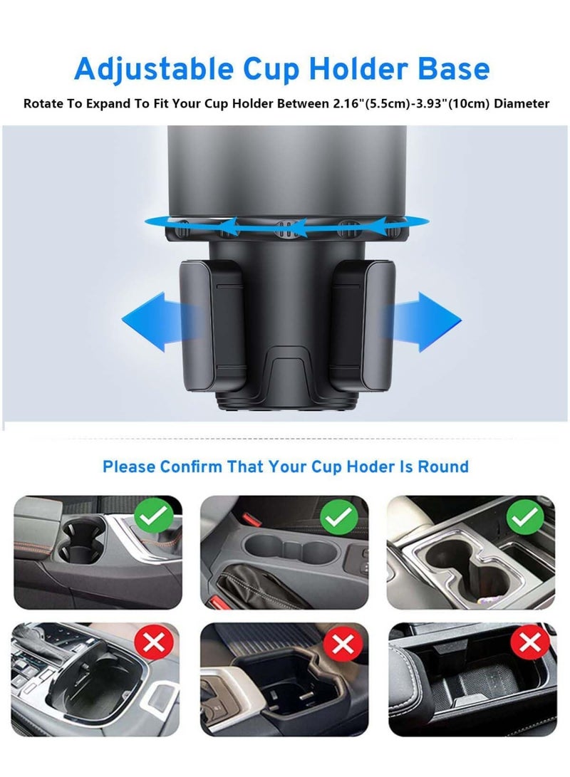 Bukela 2 in 1 Multifunctional Car Cup Holder Extender, 360° Rotating, Fits Large Water & Beverage Cups - Image 3