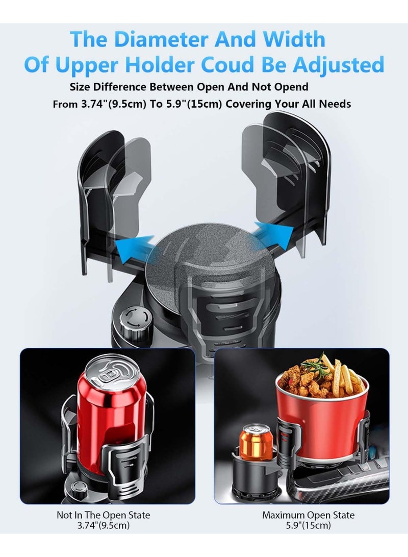 Bukela 2 in 1 Multifunctional Car Cup Holder Extender, 360° Rotating, Fits Large Water & Beverage Cups - Image 4