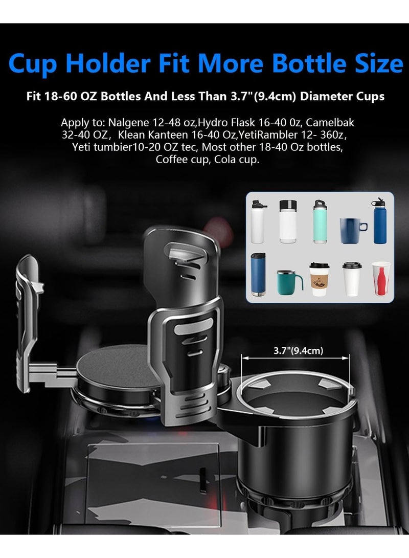 Bukela 2 in 1 Multifunctional Car Cup Holder Extender, 360° Rotating, Fits Large Water & Beverage Cups - Image 5