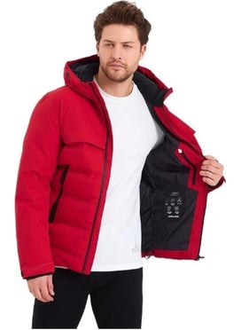 Jack Jones Jcotarwin Puffer Coldproof Men's Jacket Coat Red 12225287 V1  - Image 4