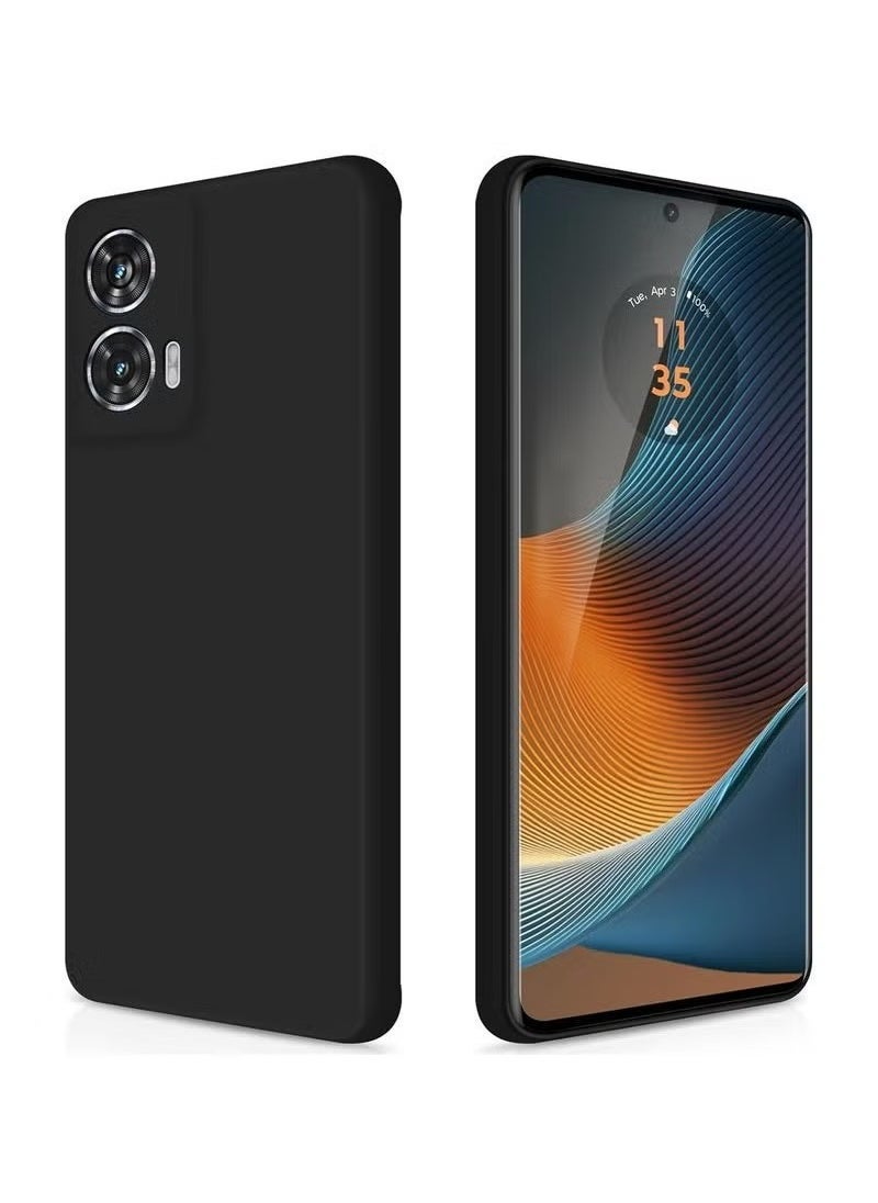 Gravity Motorola Edge 50 Fusion Silicone Case, Silky Full Body Shockproof Protective Cover, 360° Camera Protection, Microfiber Lining, Black Case for Motorola Edge 50 Fusion - Image 1
