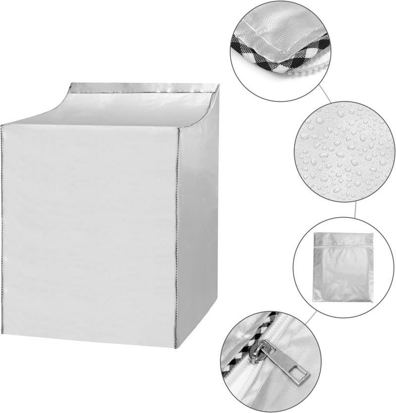QWORK Washer and Dryer Covers, 2 Pack Heavy Duty Waterproof Washing Machine Cover for Most Top Load or Front Load Machine, Dustproof, All Weather Protection, 29" W x 28" D x 43" H - Image 3