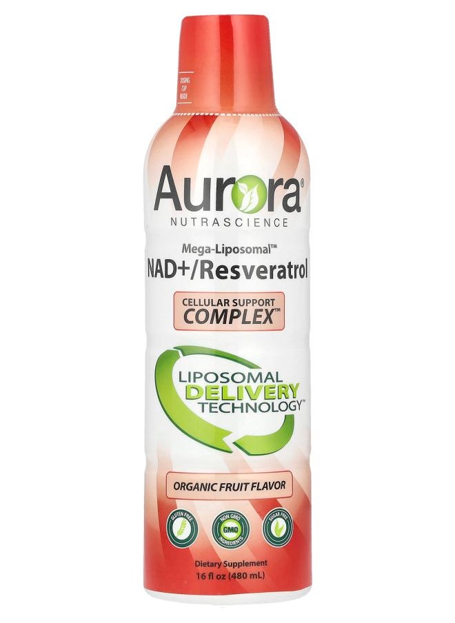 Aurora Nutrascience - Mega-Liposomal™ NAD+Resveratrol Organic Fruit 16 fl oz (480 ml) - Image 1