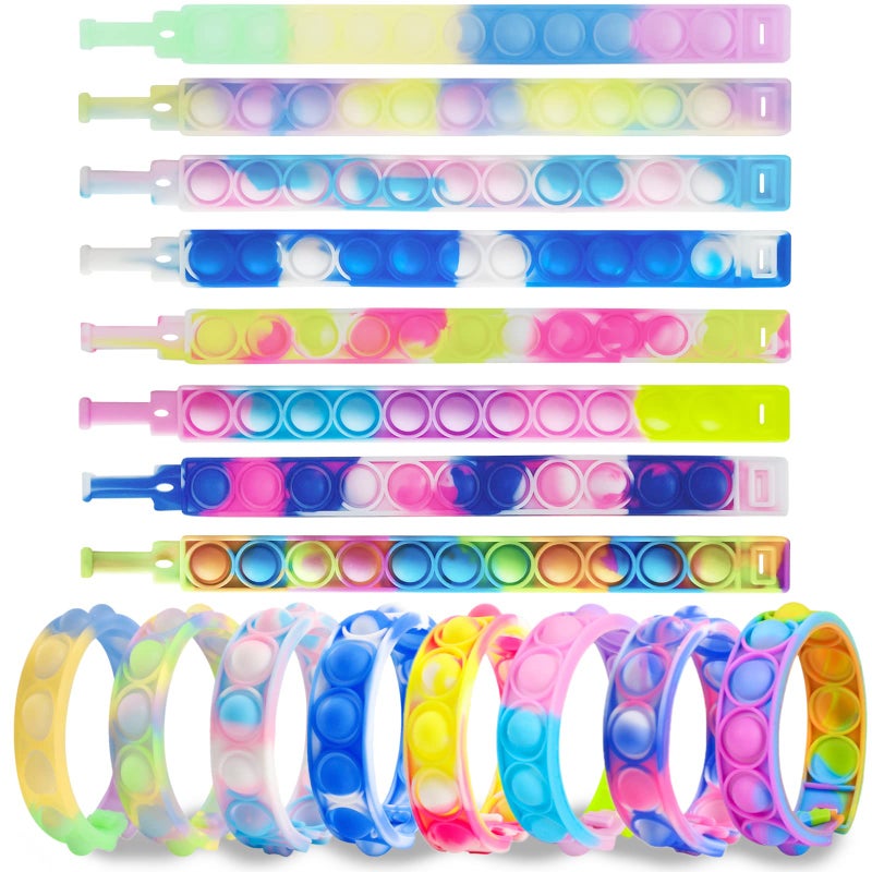 IERKEIE 16 Pcs Pop Bubble Bracelet Fidget Toys Pop Wristband Fidget Bulk Toy for Party Favors Halloween Christmas Valentine Gifts Students Gifts Easter Egg Basket Stuffer Classroom Prizes Goodie Bag for Kids - Image 4