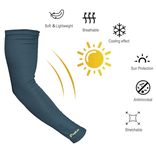 Pivalo Arm Sleeves & Balaclava Set Washable Full Face Mask Combo with UV Dust Protection Hand Cover for Men Women Bike Riding Cycling Outdoor Sports (Pack of 2, Teal) - Image 2