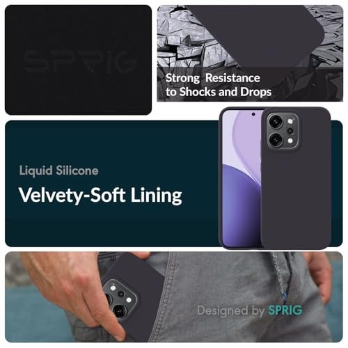 SPRIG Compatible with Oppo Reno 14 Premium SilkTone Back Cover Drop Tested Shock Proof Mobile Case for Men, Women, Boys and Girls with Camera Protection (Charcoal Grey) - Image 2
