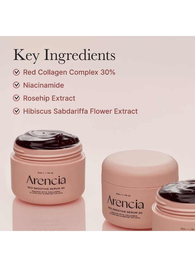 Arencia Overnight Red Smoothie Face Mask Serum, Glowing & Soothing with 30% red collagen, Niacinamide, Peptide, Vitamin E