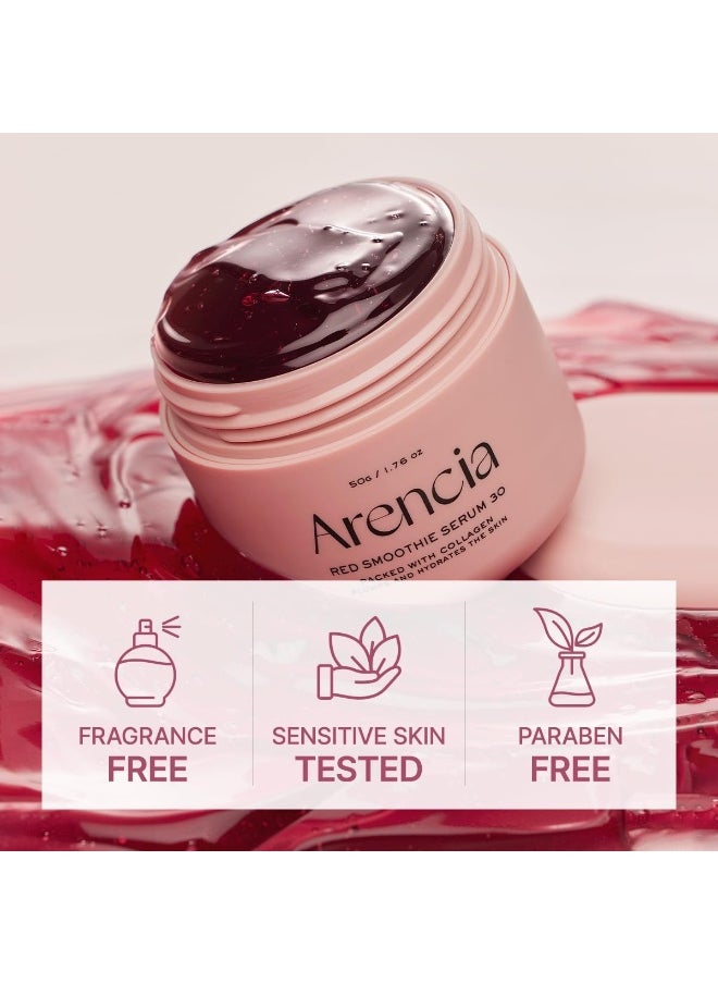 Arencia Overnight Red Smoothie Face Mask Serum, Glowing & Soothing with 30% red collagen, Niacinamide, Peptide, Vitamin E