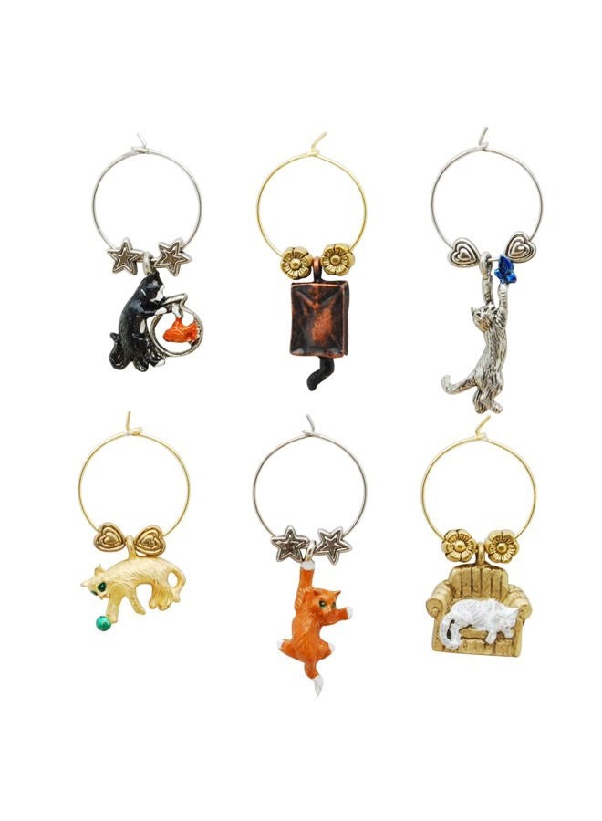 Wine Things Cats, Painted Wine Charms, Fits neatly around stem, Multicolor - Image 3