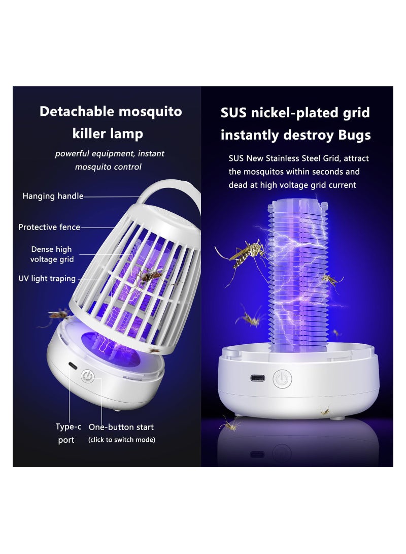 SOLARAE Electric Mosquito Killer Lamp, Rechargeable Bug Zapper Fly Killer Trap, 360¬∞ UV Fly Zapper Portable Insect Catcher for Indoors Outdoor Office Camping (White) - Image 4