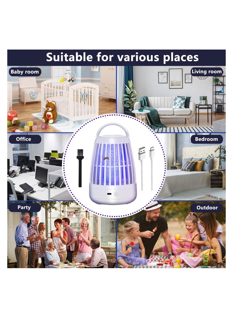 SOLARAE Electric Mosquito Killer Lamp, Rechargeable Bug Zapper Fly Killer Trap, 360¬∞ UV Fly Zapper Portable Insect Catcher for Indoors Outdoor Office Camping (White) - Image 3