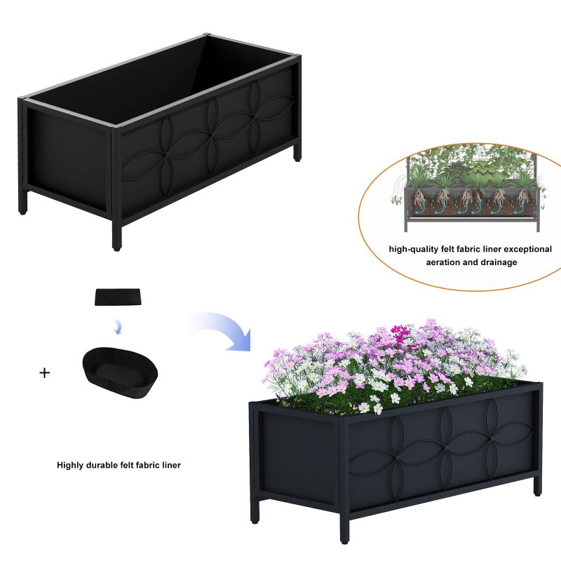 Zhongma Sturdy Raised Garden Bed with Inner Fabric Liners for Vegetables Flower, Planter Box for Backyard Patio Balcony. Inner Size: 33.85x14.17x11 inch - Image 4