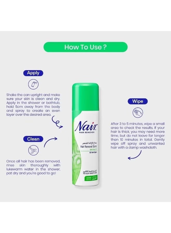 Nair Kiwi Extract Hair Removal Spray for Legs and Underarms - 200ml - Image 4