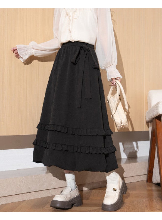 TonLion 2025 Autumn Winter Women'S Lace Bud Skirt Winter High-End Petite Slimming Black Skirt Women - Image 1