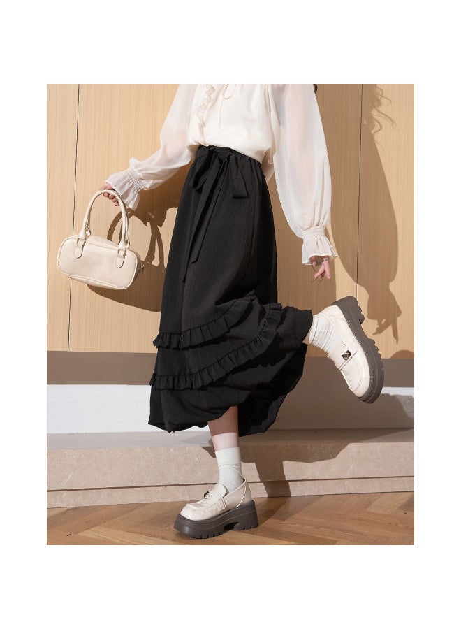 TonLion 2025 Autumn Winter Women'S Lace Bud Skirt Winter High-End Petite Slimming Black Skirt Women - Image 3