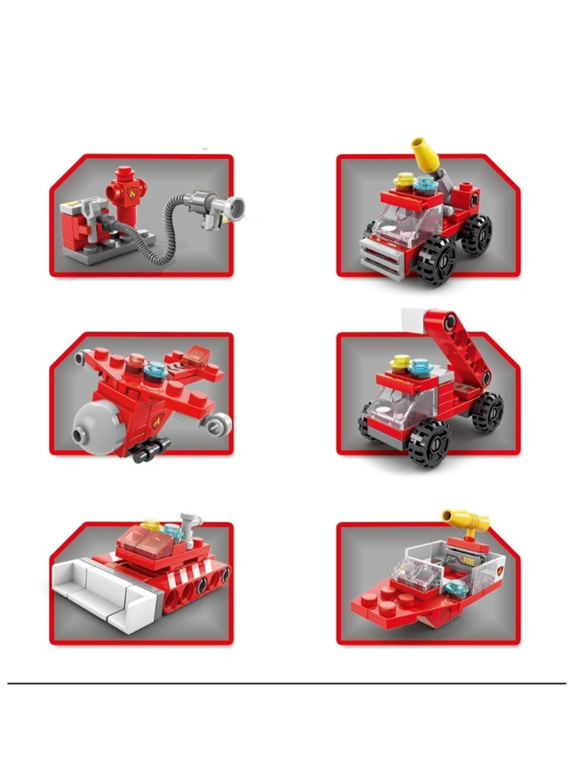 142-Piece Mini Fire Brigade 6-in-1 Building Block Toy  - Image 3
