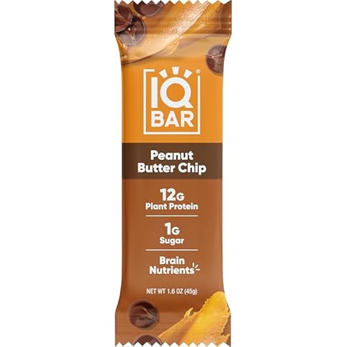 IQBAR Brain and Body Keto Protein Bar - Peanut Butter Chip Keto - Energy - Low Carb Protein - High Fiber Vegan and Low Sugar Meal Replacement - Vegan Snack - Image 1