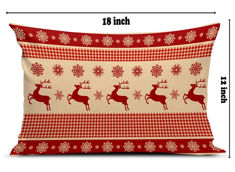 BMRGIFTS Jute Fabric Designer Decorative Printed Merry Christmas Theme Pillow Cover Xmas Decorations for Sofa Living Bed Room Set of 2, 12x18 inch Multi (CHMPC51) - Image 4