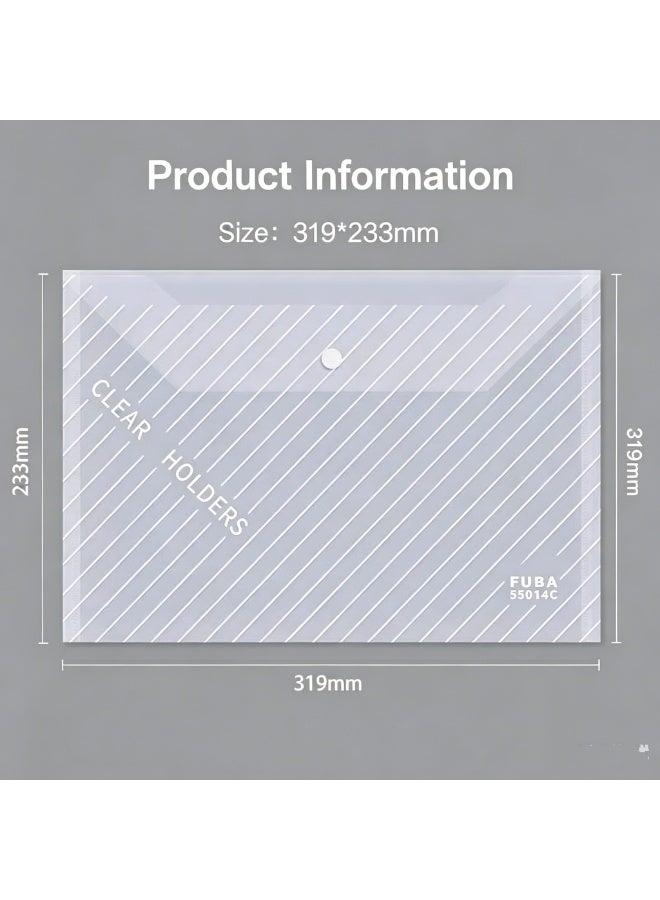 Thick A4 Clear Snap Button File Bag Exam Paper Organizer Document Folder - Image 1