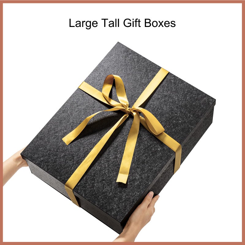 Mefleet 17x13x5 Inches Large Gift Box with Lid for Presents 1 Pack Big Deep Black Gift Boxes for Christmas, Birthday, Valentine's Day,Mother's Day Presents - Contains Crinkle Paper,Ribbon and Card - Image 5